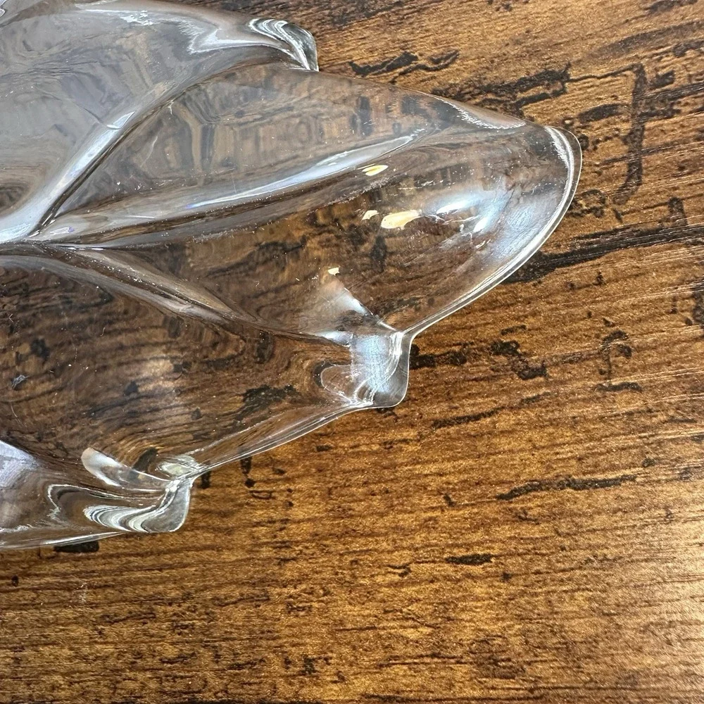 Vintage Clear Glass Leaf Shaped Relish Tray‎ Nut Trinket Dish 9.75